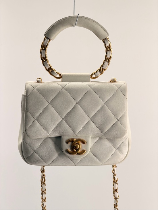 CHANEL Handbags - CHANEL MINI LAMBSKIN IN THE LOOP SHOULDER BAG WHITE